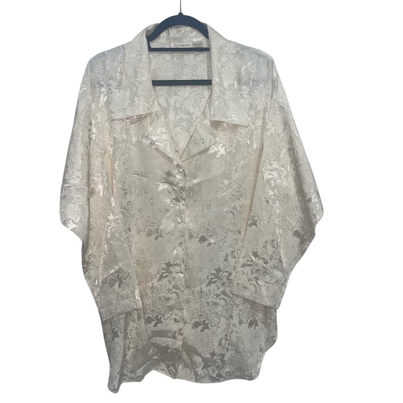 Victoria's Secret 80's Vintage Women's Ivory Floral Print Long Sleeve Sleepwear - Picture 1 of 10